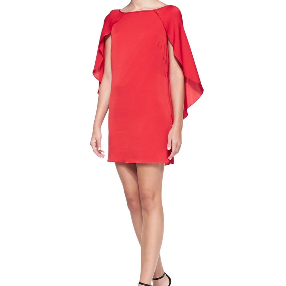 Milly Red Silk Cape-sleeve Dress size 12